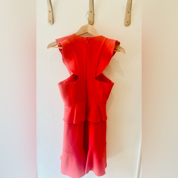 BCBGMAXAZRIA Careen Ruffle Mini Dress in Bright Poppy Size 4 - Picture 5 of 5